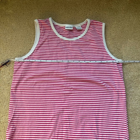Izod Women’s Pink & White Striped Basic Tank Top - Size L - VGUC - 100% Cotton - Picture 4 of 5